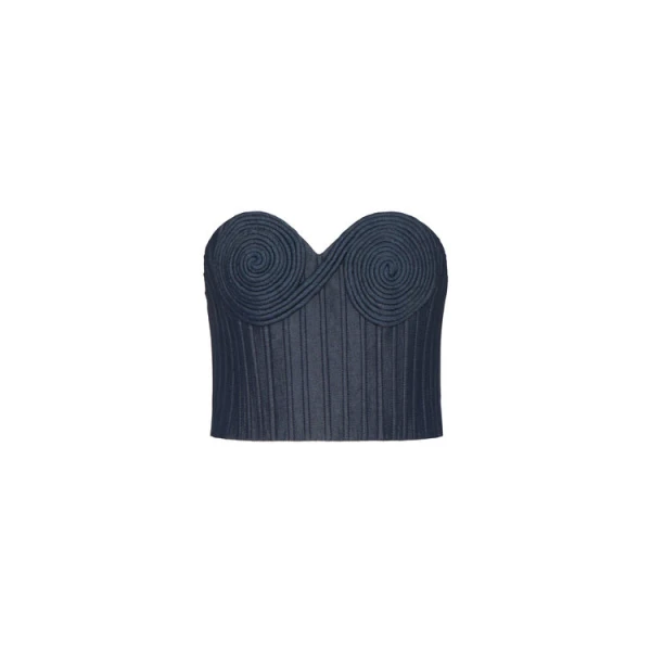Andres Otalora luxury designer Top with bold silhouette in linen