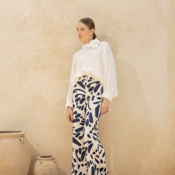 Andres Otalora luxury designer Pant with bold silhouette in linen