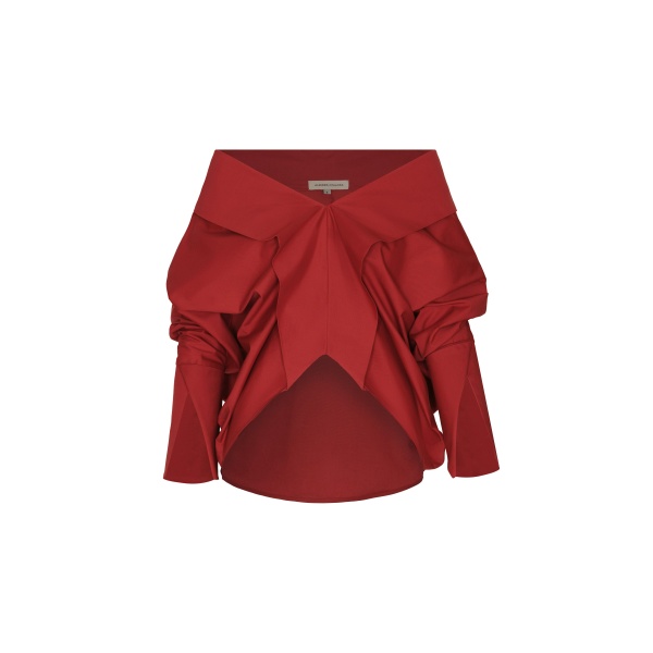 Andres Otalora luxury designer Top with bold silhouette in linen