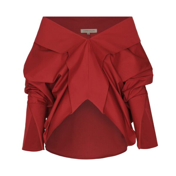 Andres Otalora luxury designer Top with bold silhouette in linen