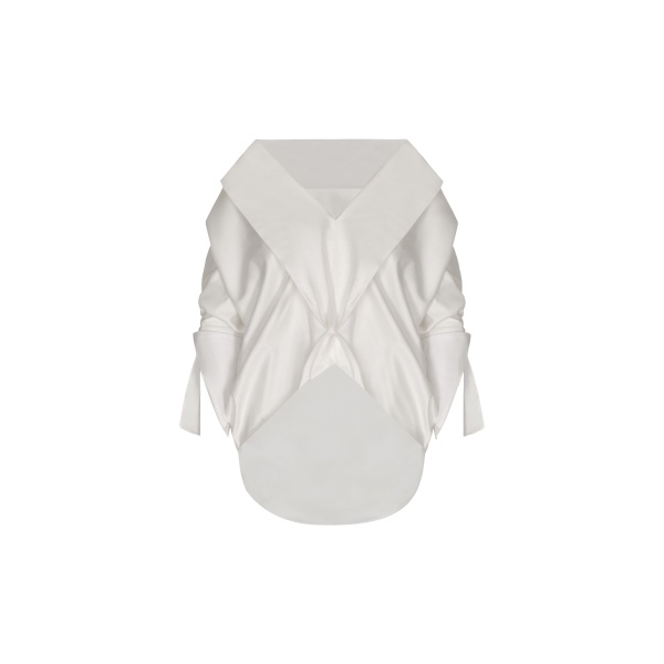Andres Otalora luxury designer Top with bold silhouette in linen