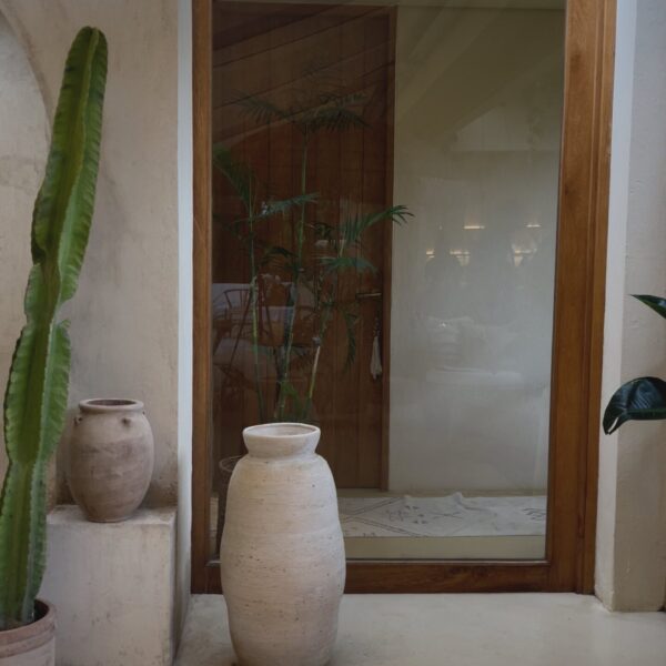 Andres Otalora luxury designer Dress with bold silhouette in linen