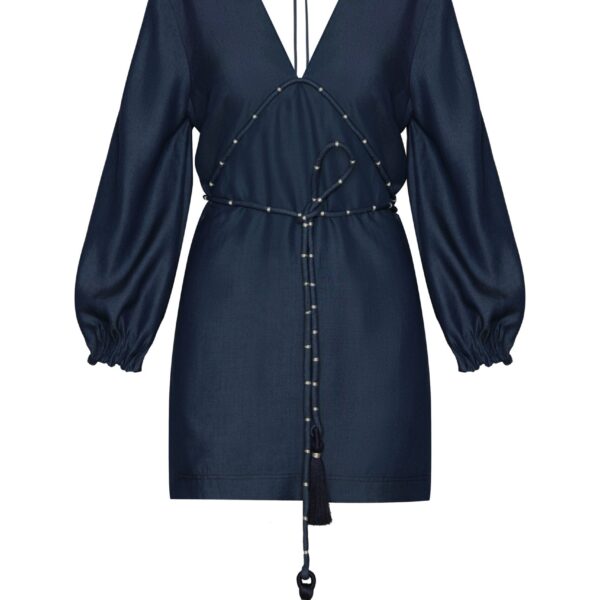 Andres Otalora luxury designer Dress with bold silhouette in linen
