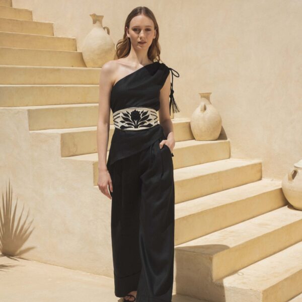Andres Otalora luxury designer Pant with bold silhouette in linen
