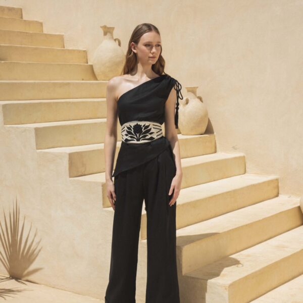Andres Otalora luxury designer Pant with bold silhouette in linen