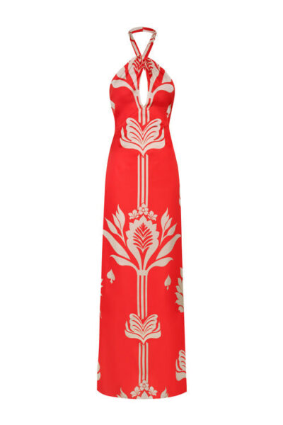 Andres Otalora luxury designer Dress with bold silhouette in linen