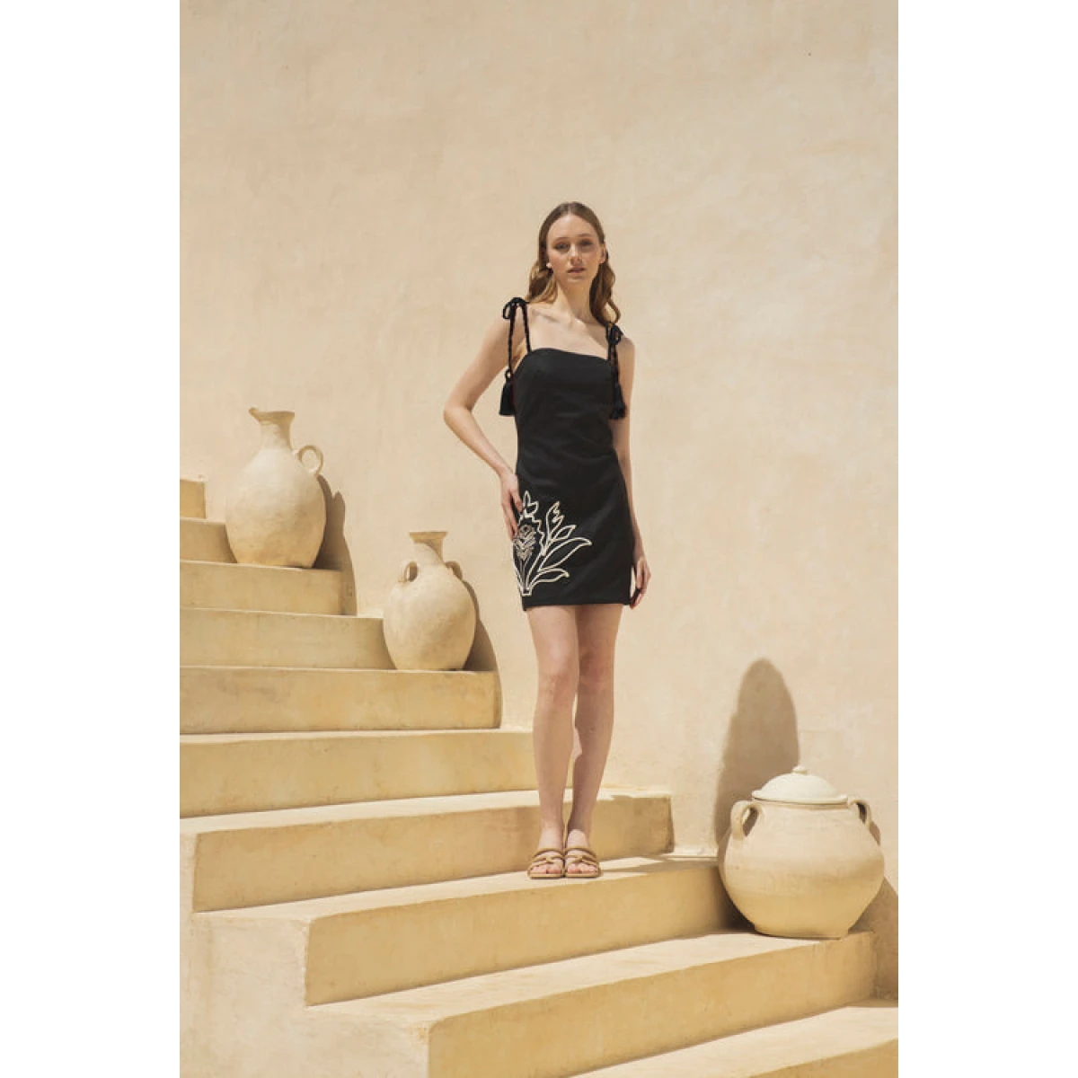 Andres Otalora luxury designer Dress with bold silhouette in linen