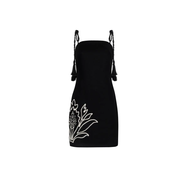Andres Otalora luxury designer Dress with bold silhouette in linen