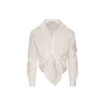 Andres Otalora luxury designer Top with bold silhouette in linen
