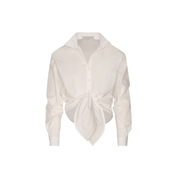 Andres Otalora luxury designer Top with bold silhouette in linen