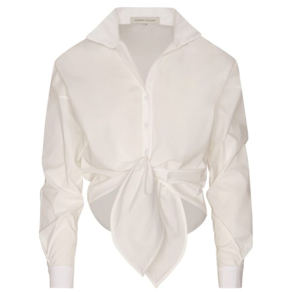 Andres Otalora luxury designer Top with bold silhouette in linen