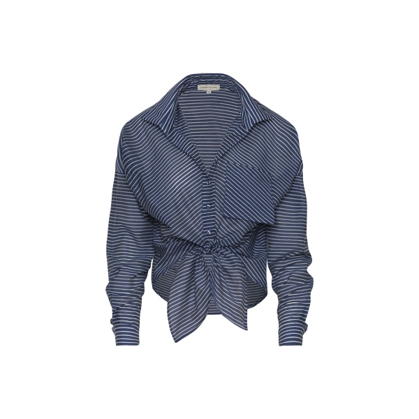 Andres Otalora luxury designer Top with bold silhouette in linen