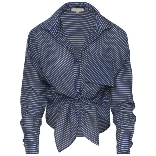 Andres Otalora luxury designer Top with bold silhouette in linen