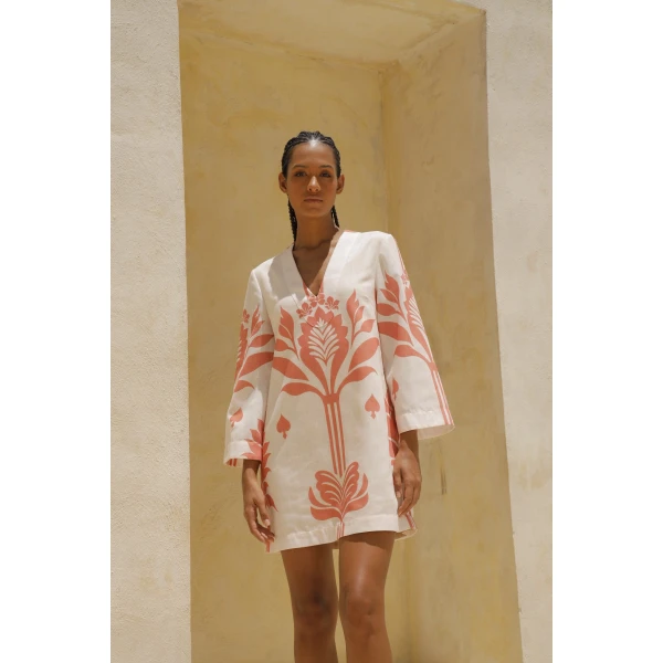 Andres Otalora luxury designer Dress with bold silhouette in linen