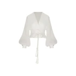 Andres Otalora luxury designer Top with bold silhouette in linen