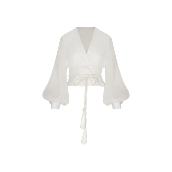 Andres Otalora luxury designer Top with bold silhouette in linen
