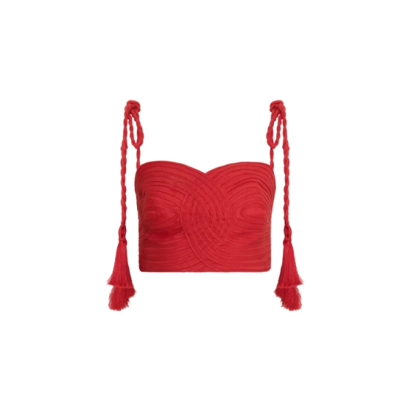 Andres Otalora luxury designer Top with bold silhouette in linen