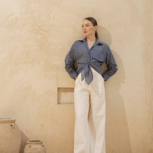 Andres Otalora luxury designer Pant with bold silhouette in linen
