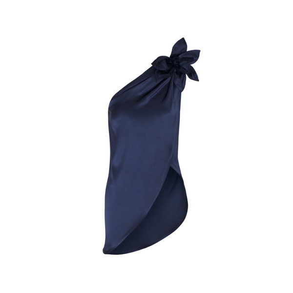 Andres Otalora luxury designer Top with bold silhouette in linen