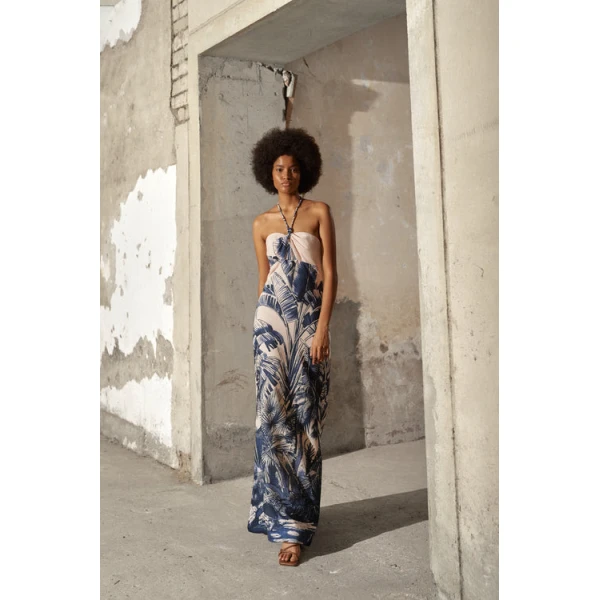 Andres Otalora luxury designer Dress with bold silhouette in linen