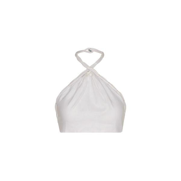 Andres Otalora luxury designer Top with bold silhouette in linen