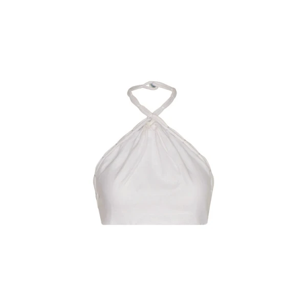 Andres Otalora luxury designer Top with bold silhouette in linen