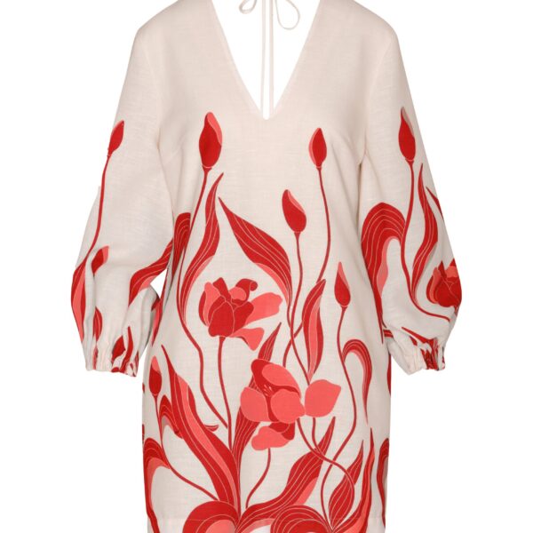 Andres Otalora luxury designer Dress with bold silhouette in linen