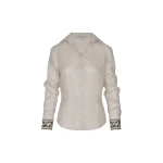 Andres Otalora luxury designer Top with bold silhouette in linen