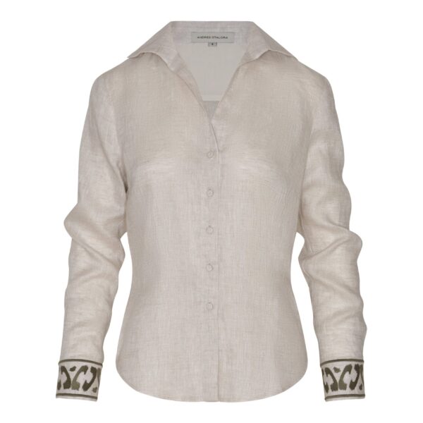 Andres Otalora luxury designer Top with bold silhouette in linen