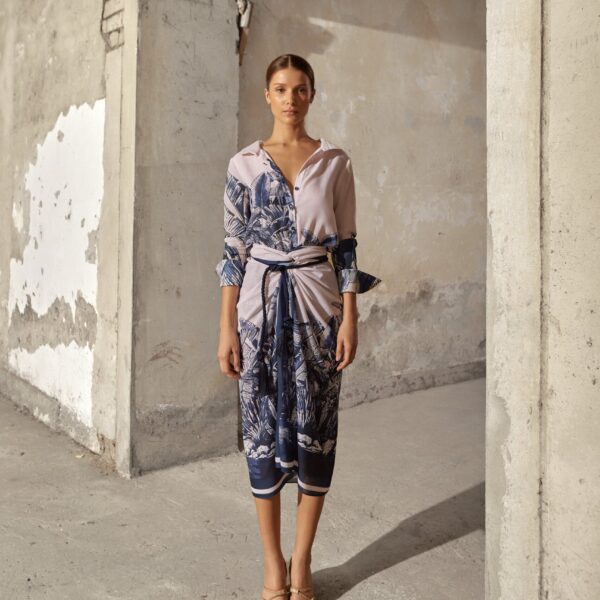 Andres Otalora luxury designer Top with bold silhouette in linen
