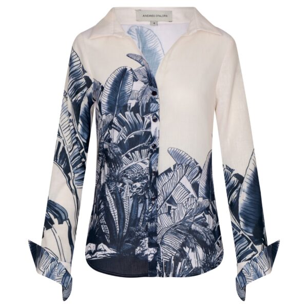 Andres Otalora luxury designer Top with bold silhouette in linen