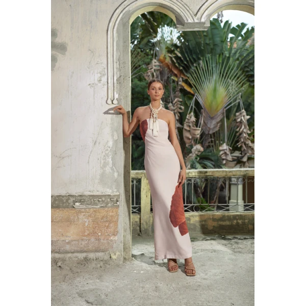 Andres Otalora luxury designer Dress with bold silhouette in linen