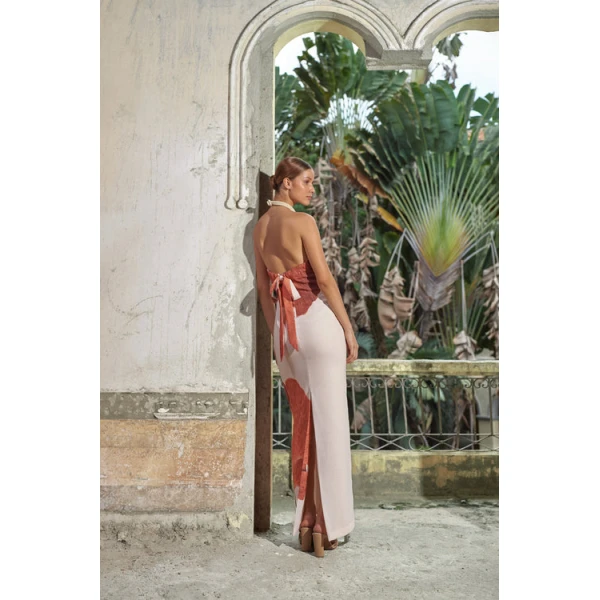 Andres Otalora luxury designer Dress with bold silhouette in linen