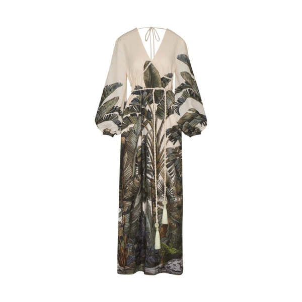 Andres Otalora luxury designer Dress with bold silhouette in linen