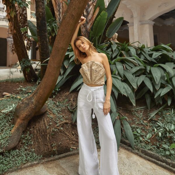 Andres Otalora luxury designer Pant with bold silhouette in linen