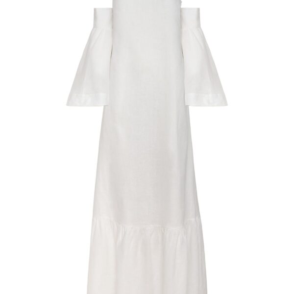 Andres Otalora luxury designer Dress with bold silhouette in linen