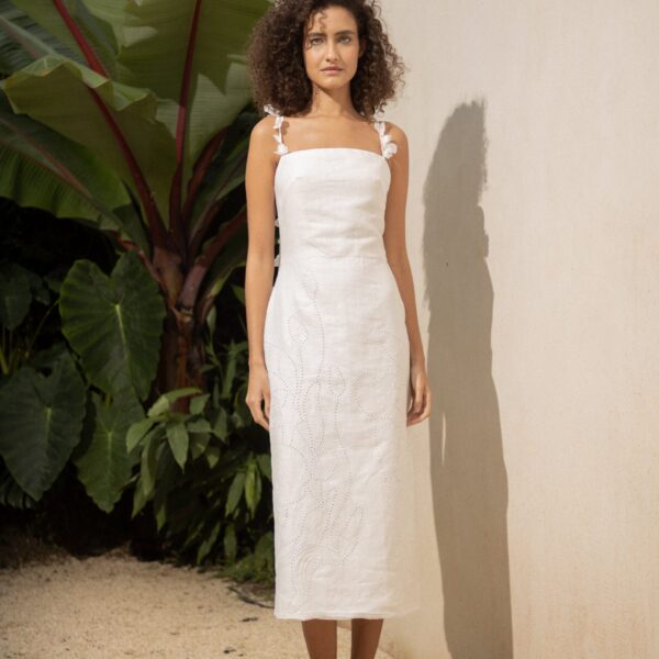 Andres Otalora luxury designer Dress with bold silhouette in linen