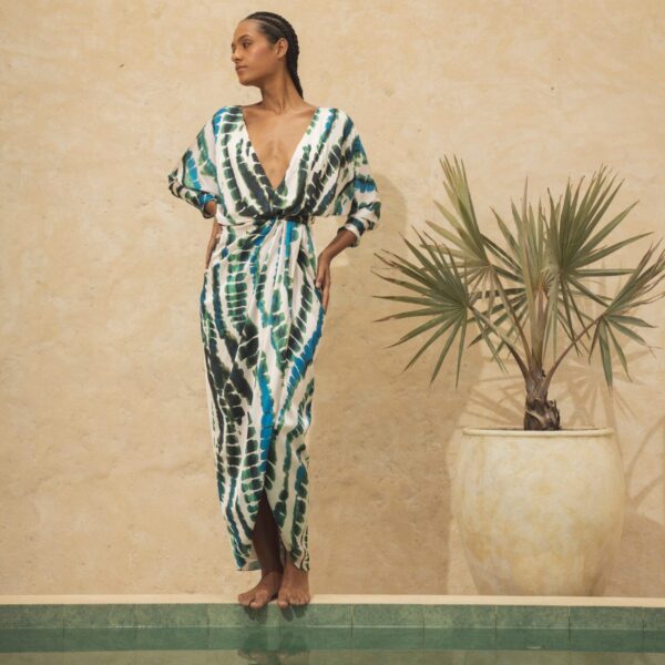 Andres Otalora luxury designer Dress with bold silhouette in linen