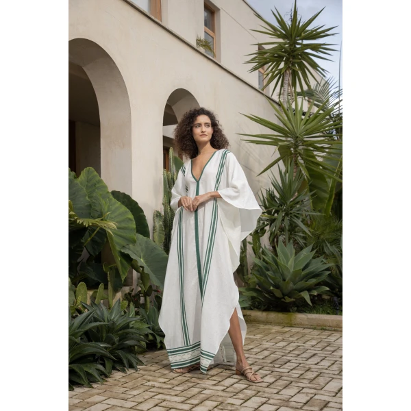 Andres Otalora luxury designer Dress with bold silhouette in linen