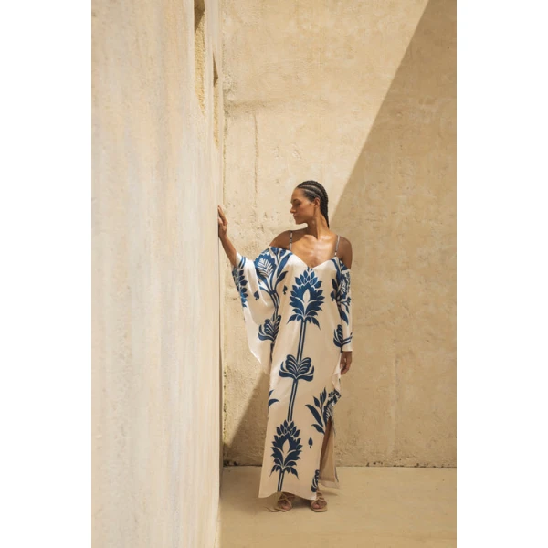 Andres Otalora luxury designer Dress with bold silhouette in linen