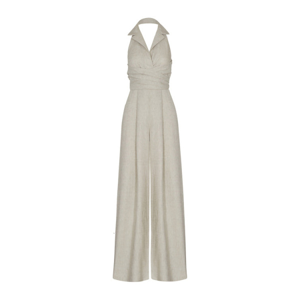 Andres Otalora luxury designer Jumpsuit with bold silhouette in linen