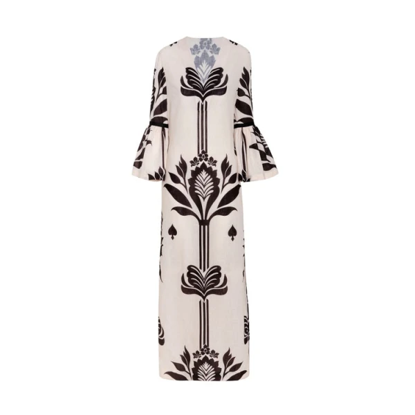 Andres Otalora luxury designer Dress with bold silhouette in linen
