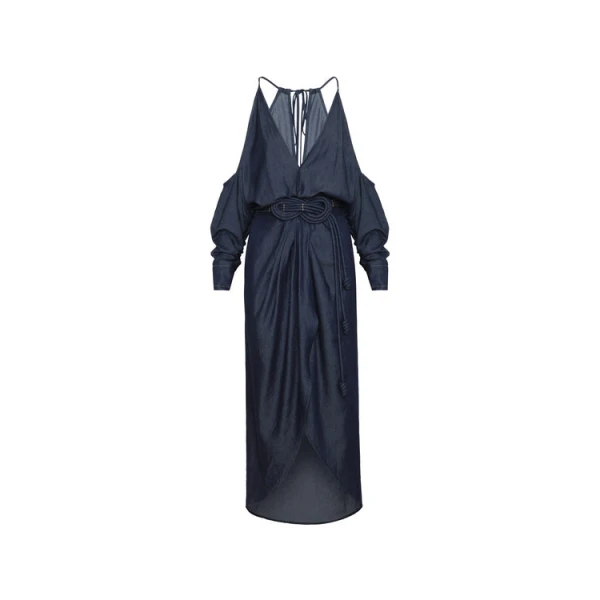 Andres Otalora luxury designer Dress with bold silhouette in linen