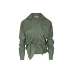 Andres Otalora luxury designer Top with bold silhouette in linen