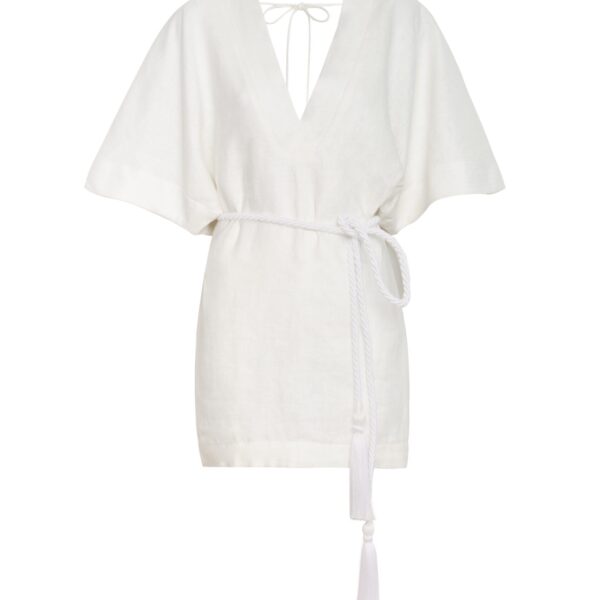 Andres Otalora luxury designer Dress with bold silhouette in linen