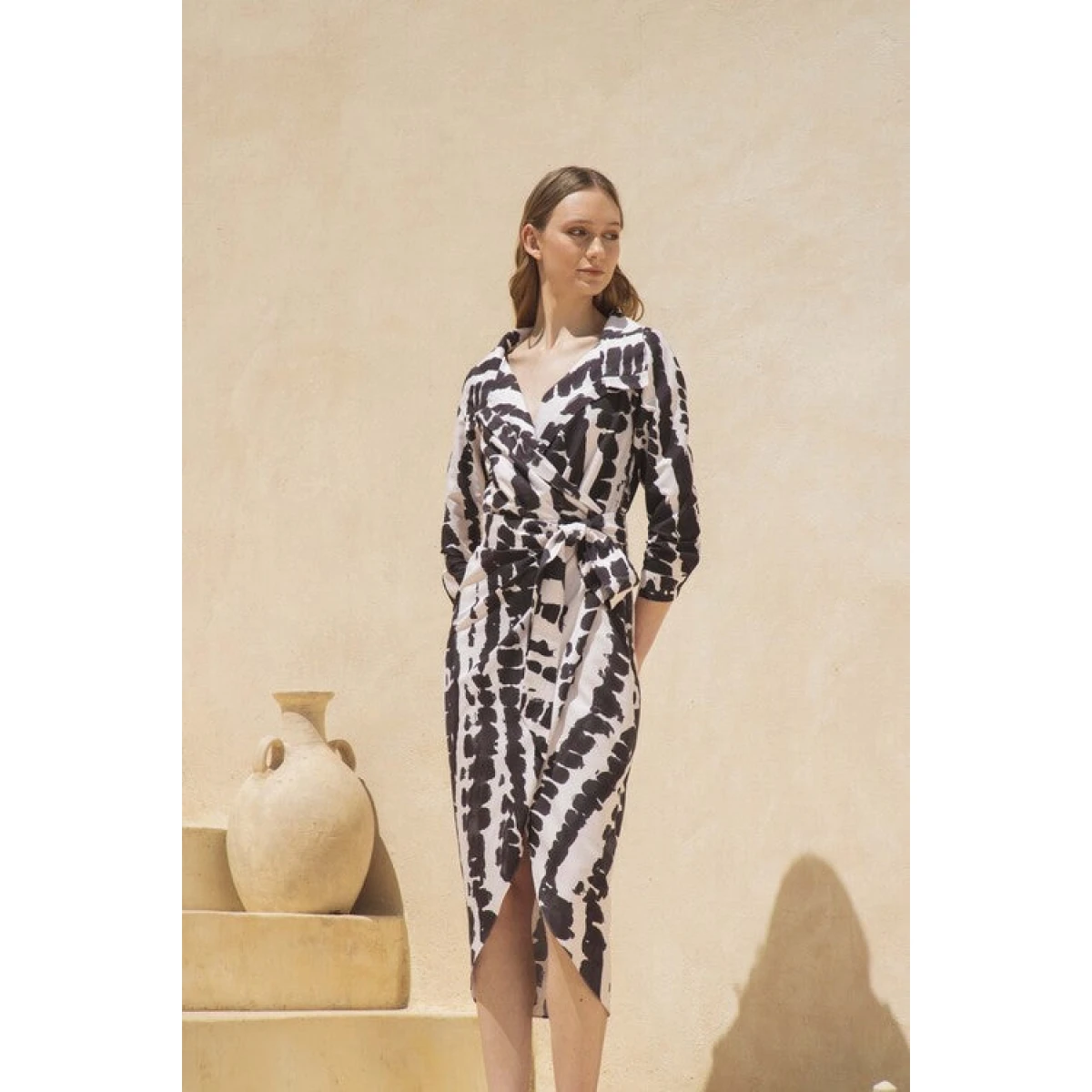 Andres Otalora luxury designer Dress with bold silhouette in linen