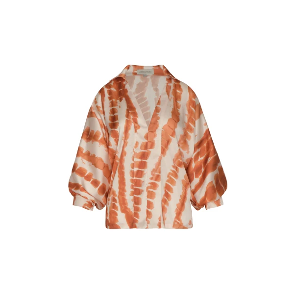 Andres Otalora luxury designer Top with bold silhouette in linen