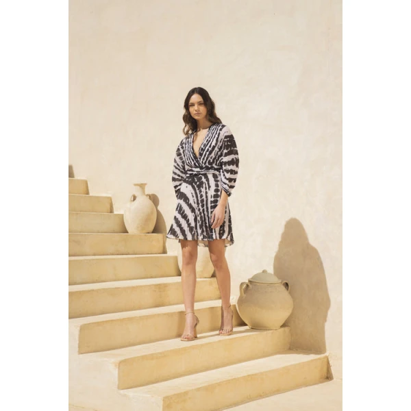 Andres Otalora luxury designer Dress with bold silhouette in linen