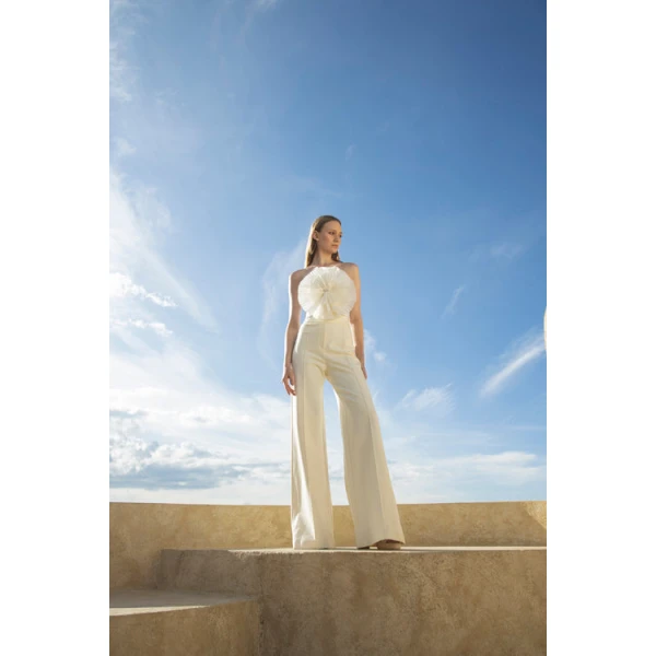 Andres Otalora luxury designer Pant with bold silhouette in linen