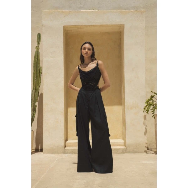 Andres Otalora luxury designer Pant with bold silhouette in linen